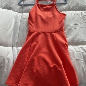 Divided Red Pleated Halter Sundress